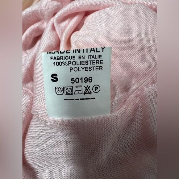 Carnaby Peach Chiffon Blouse Ruffle Sleeve Size S Lined Made in Italy - Picture 8 of 8